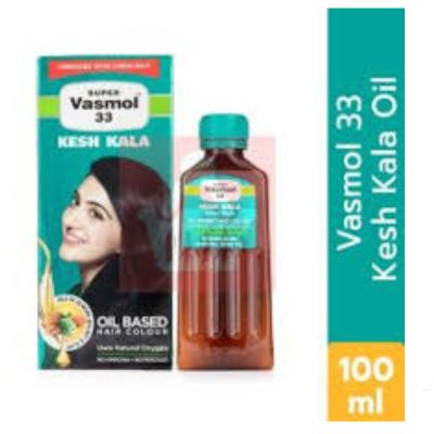 Super Vasmol 33 Kesh Kala Oil Based Hair Colour 100ml in Bangladesh for deep black grey hair coverage